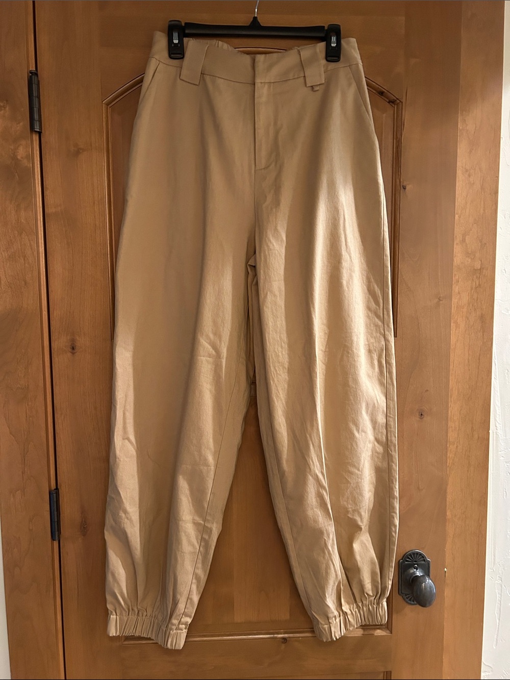 I.AM.GIA Beige Track Joggers. Thick Belt Loops, Gathered Back Waist, Nuetral